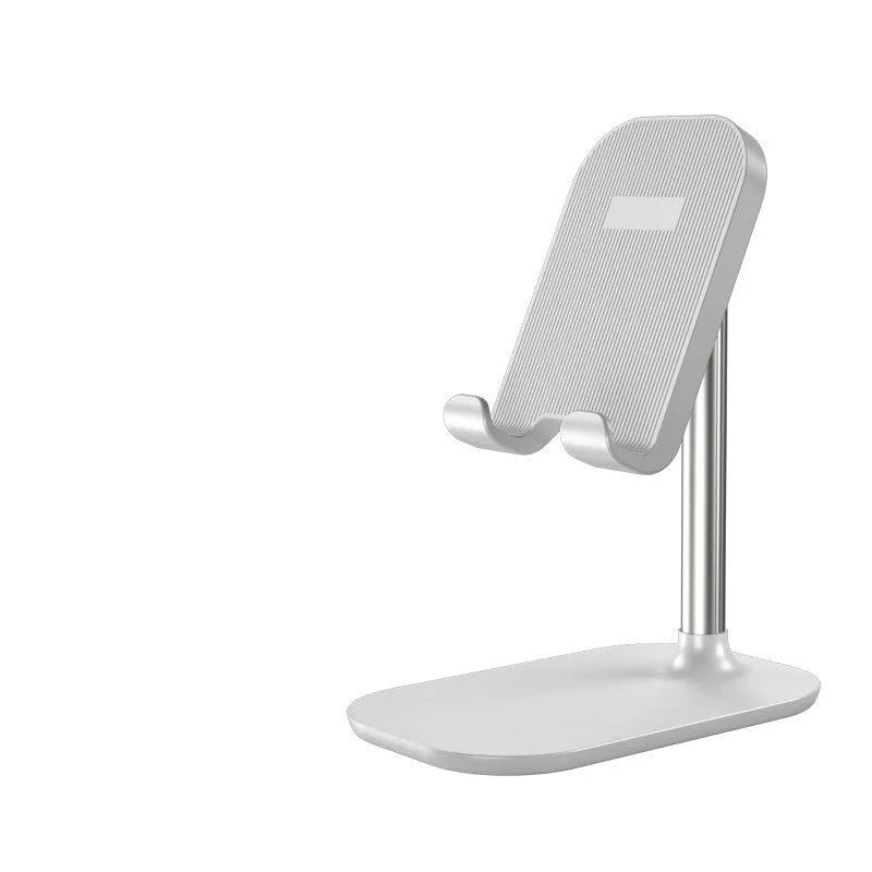 Folding phone holder in black with wireless charging support, shown open on desk
