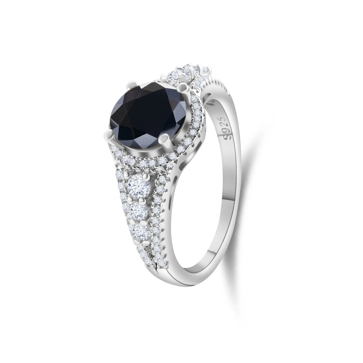 2 carat round cut colour moissanite ring in sterling silver S925 men's ring 6mm