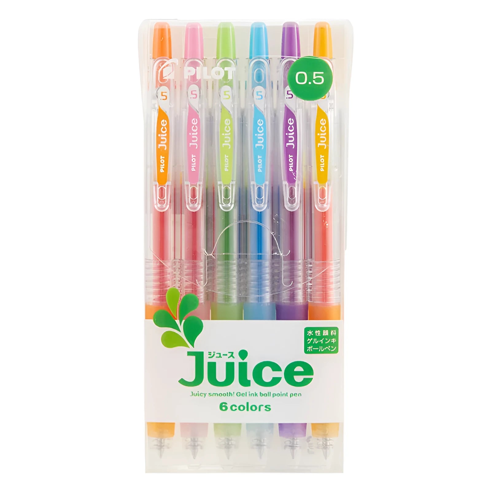 Official Direct Juice Baiguole gel pen in tender colours with 0.5mm tip showing pink green and pastel shade options