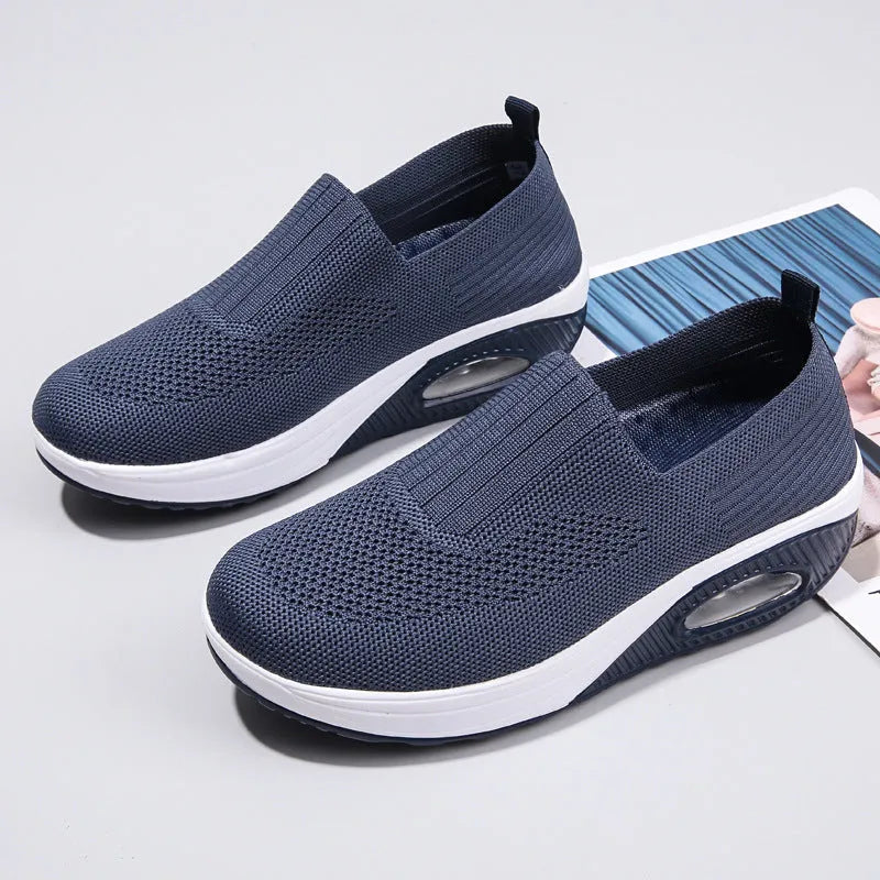 Women's casual running shoes with air cushion and PU mesh upper in various colours