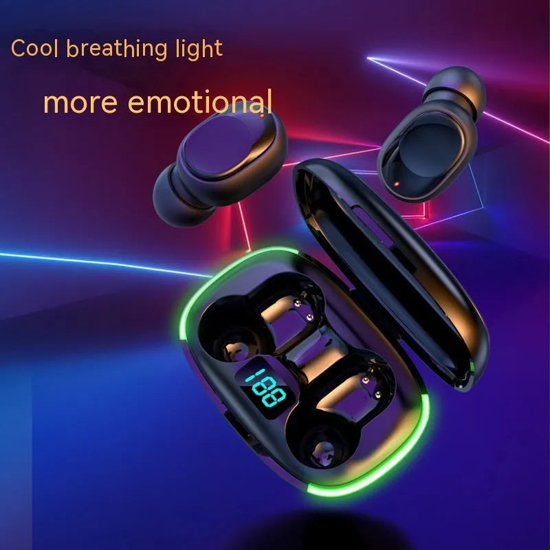 Black Y80 wireless Bluetooth in-ear earphone with wireless charging case