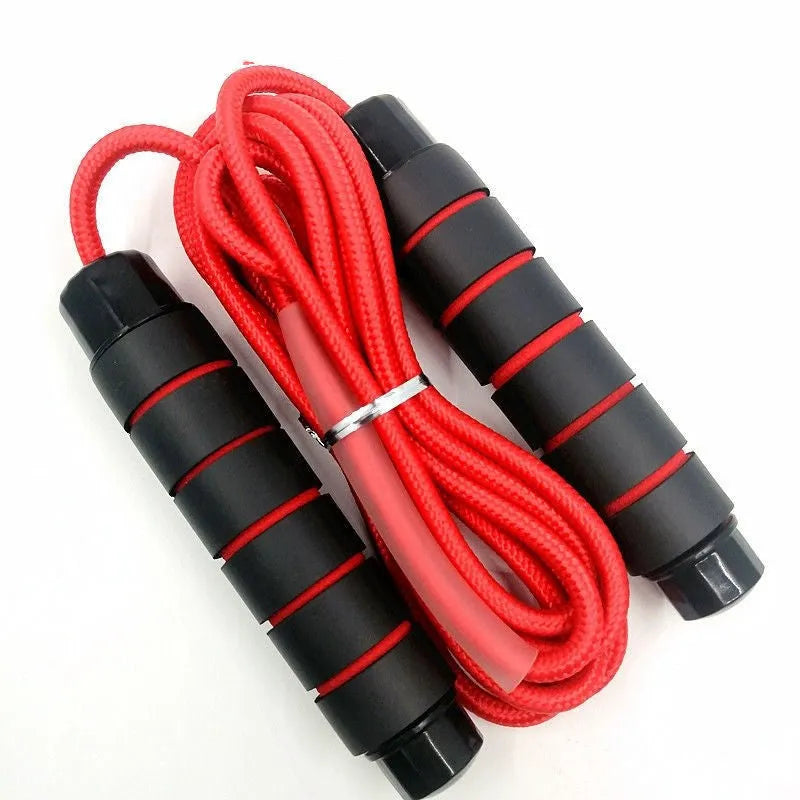 Weighted skipping rope for adult fitness in black and red colour options