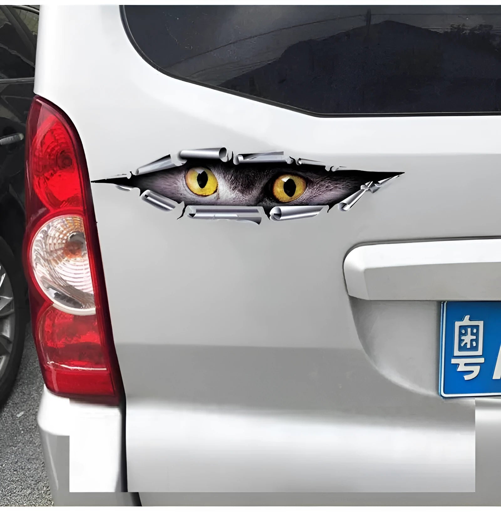 Eagle Eye or Tiger Eye 3D car door sticker on HD transparent PVC, 10x35 cm.