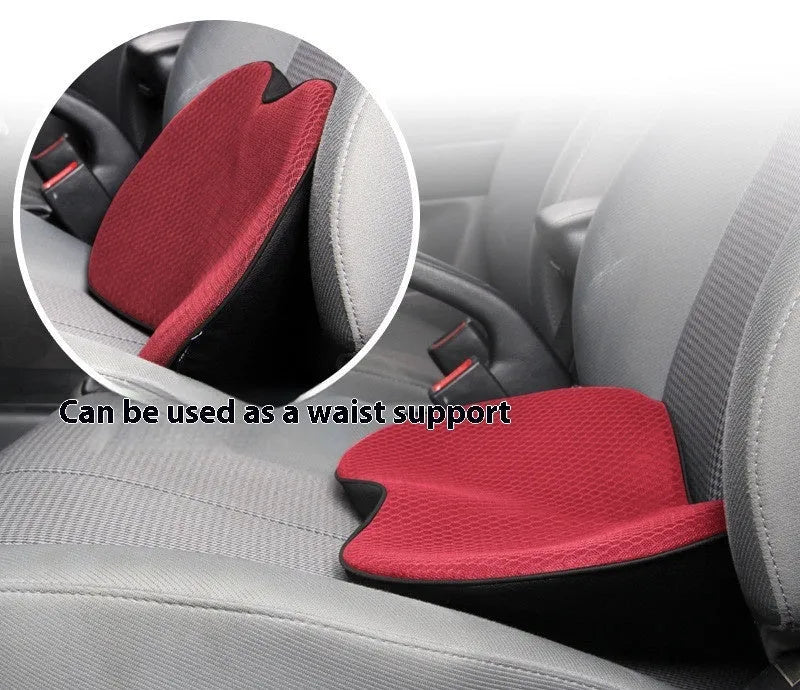 Flat car seat cushion with memory foam filler in beige colour on vehicle seat