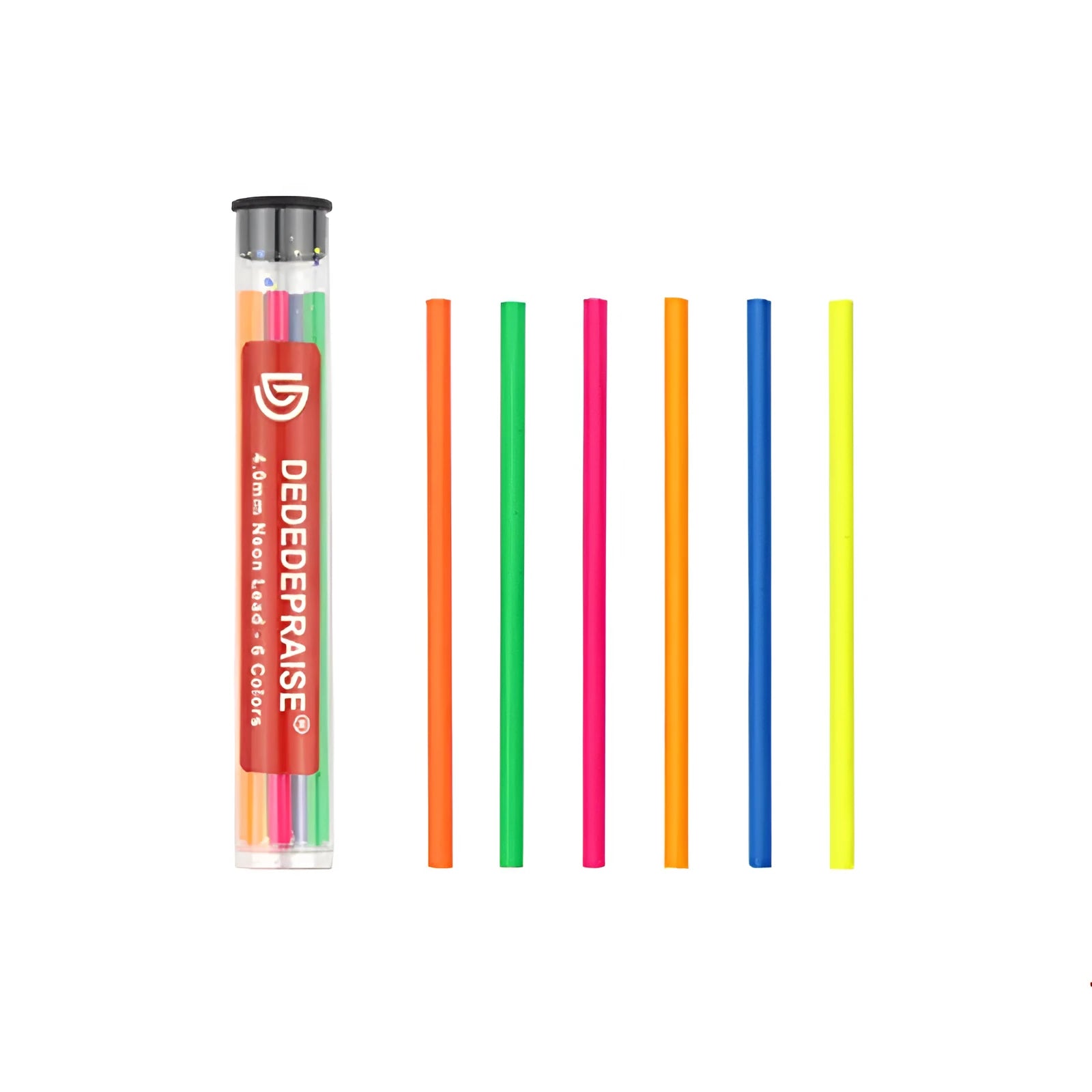 4.0mm mechanical drawing pencil with colour leads in yellow, orange, orange red, blue, green, and rose red
