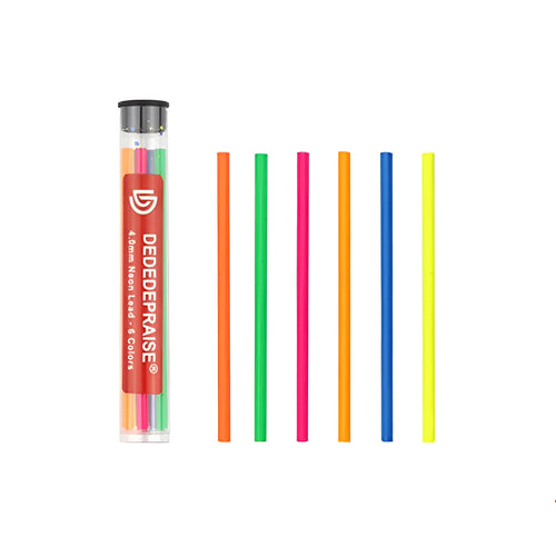 4.0mm mechanical drawing pencil with colour leads in yellow, orange, orange red, blue, green, and rose red