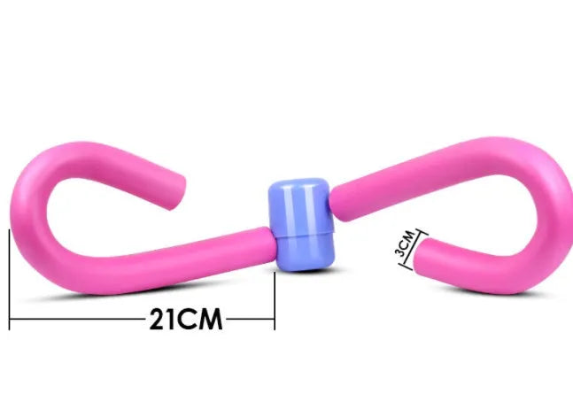 PVC leg exercise clip with steel spring mechanism and foam padding in blue colour, measuring 28cm