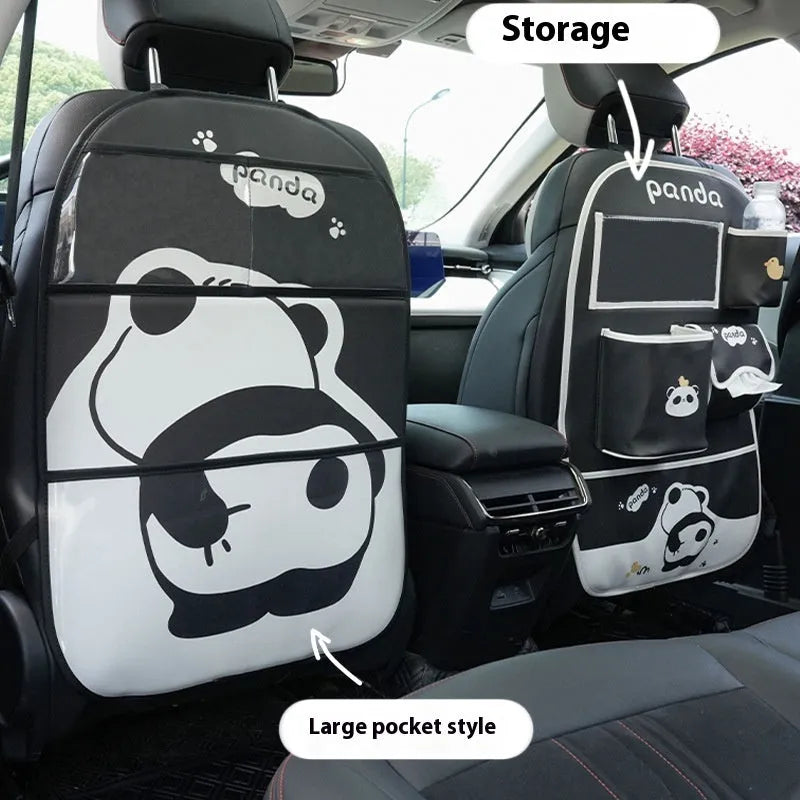 Large Naughty Panda anti-kick pad in black and white leather design for wall or furniture protection