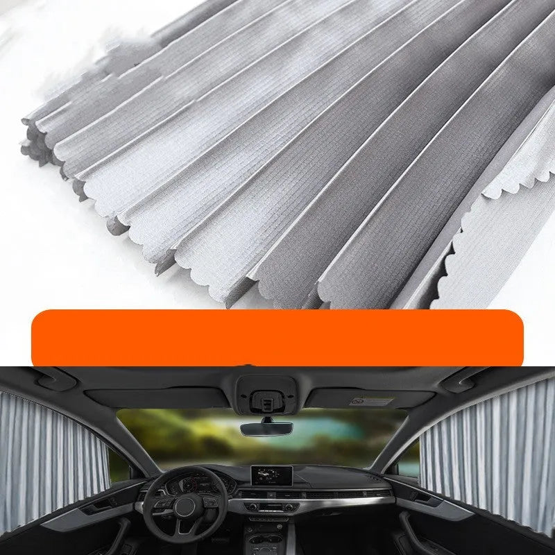Auto retractable roller shutter car sun curtain in black, gold, or silver for window sun protection
