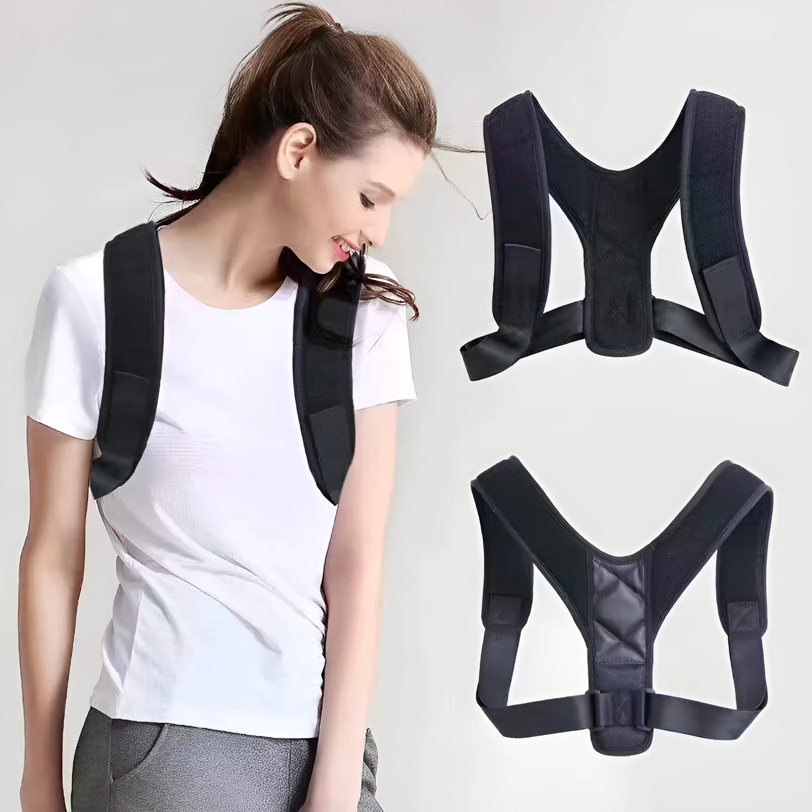 Babaka adjustable back correction band for posture improvement in nylon material