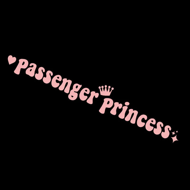 Passenger princess car sticker for rearview mirror in black, white, laser and pink colours