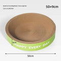 Green round cat scratching board nest bed on a floor