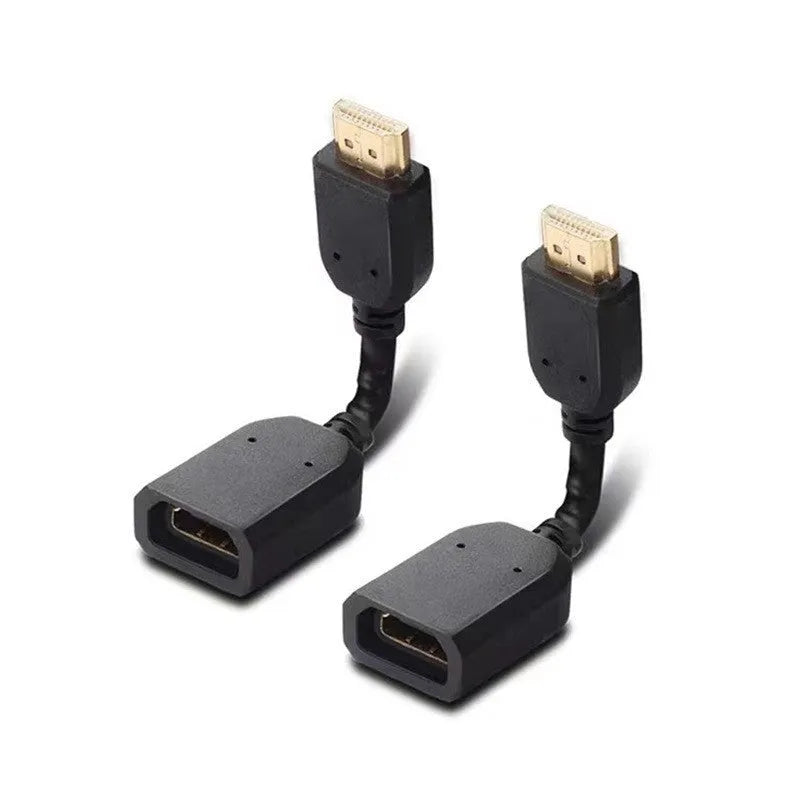 Black 10cm male to female HDMI extension cable with gold-plated plug