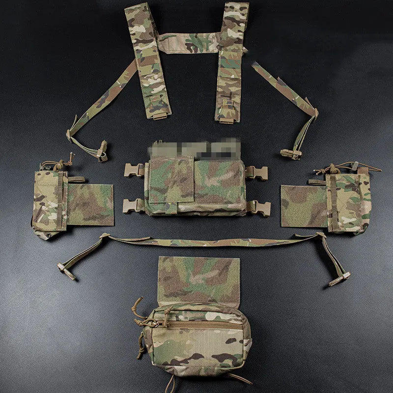Built-in Quick Pull Sleeve MK4 tactical camouflage chest hanging vest for shooting sports, Black CP or CP