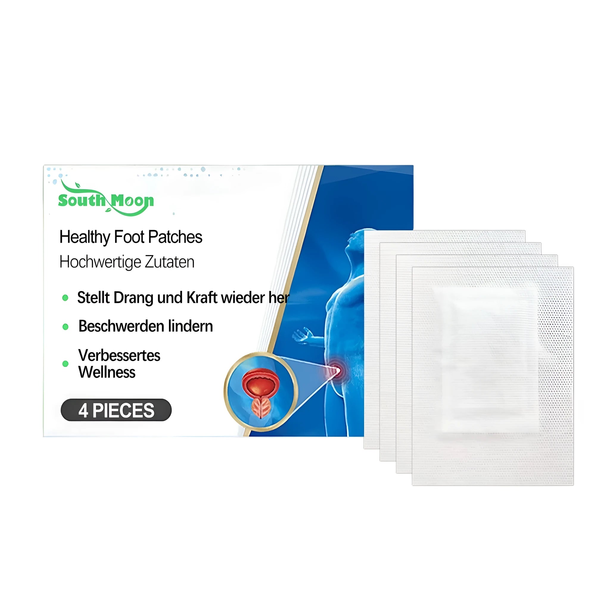 Pack of four adhesive foot patches with ginger, mugwort, and lavender ingredients.