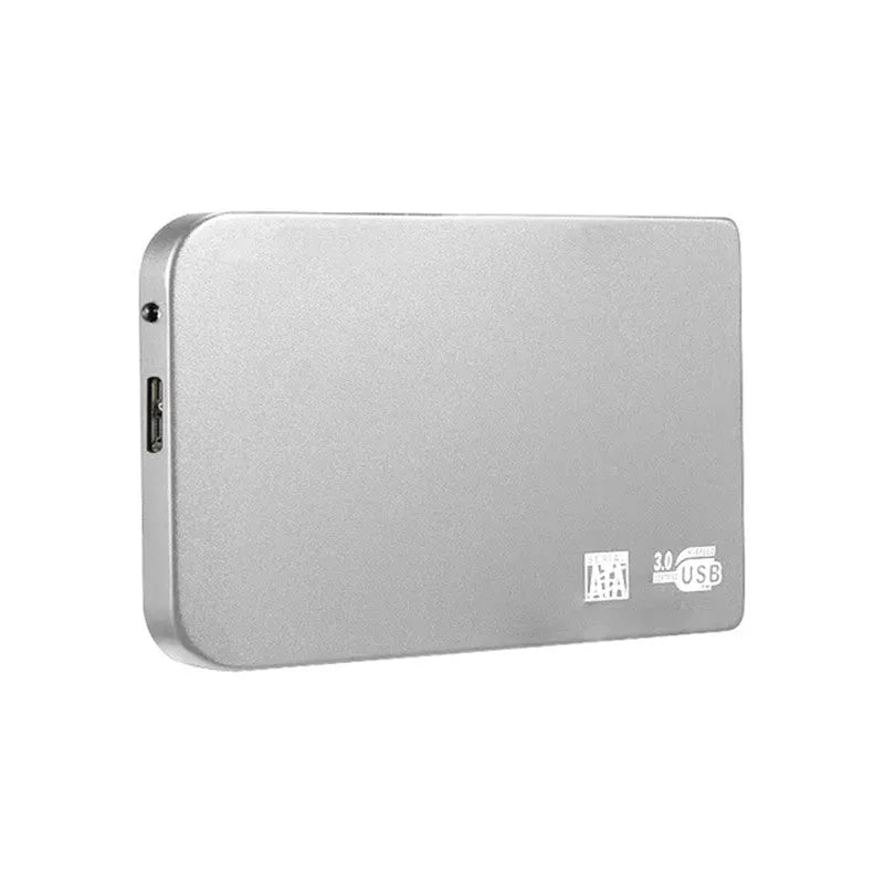 USB 3.0 solid state external hard drive with metal shell in black, blue, red, and silver colour options.