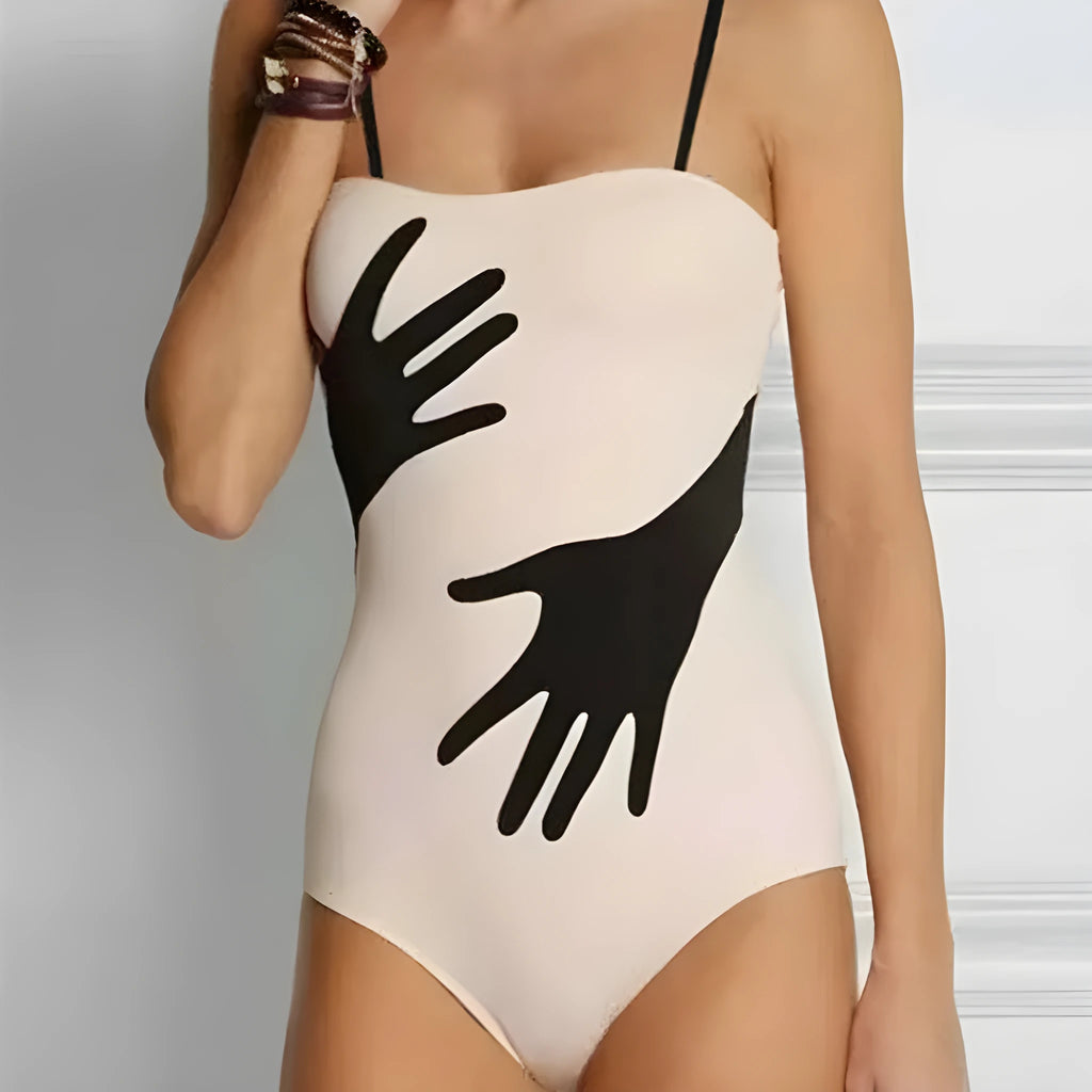 Women's gauze skirt style one-piece bikini swimsuit for swimming.