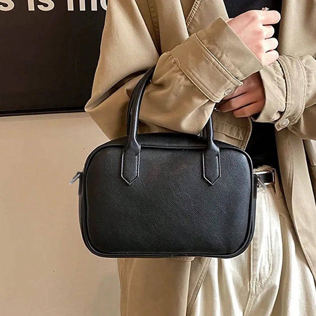 Retro square shoulder messenger bag in black or coffee colour with single strap