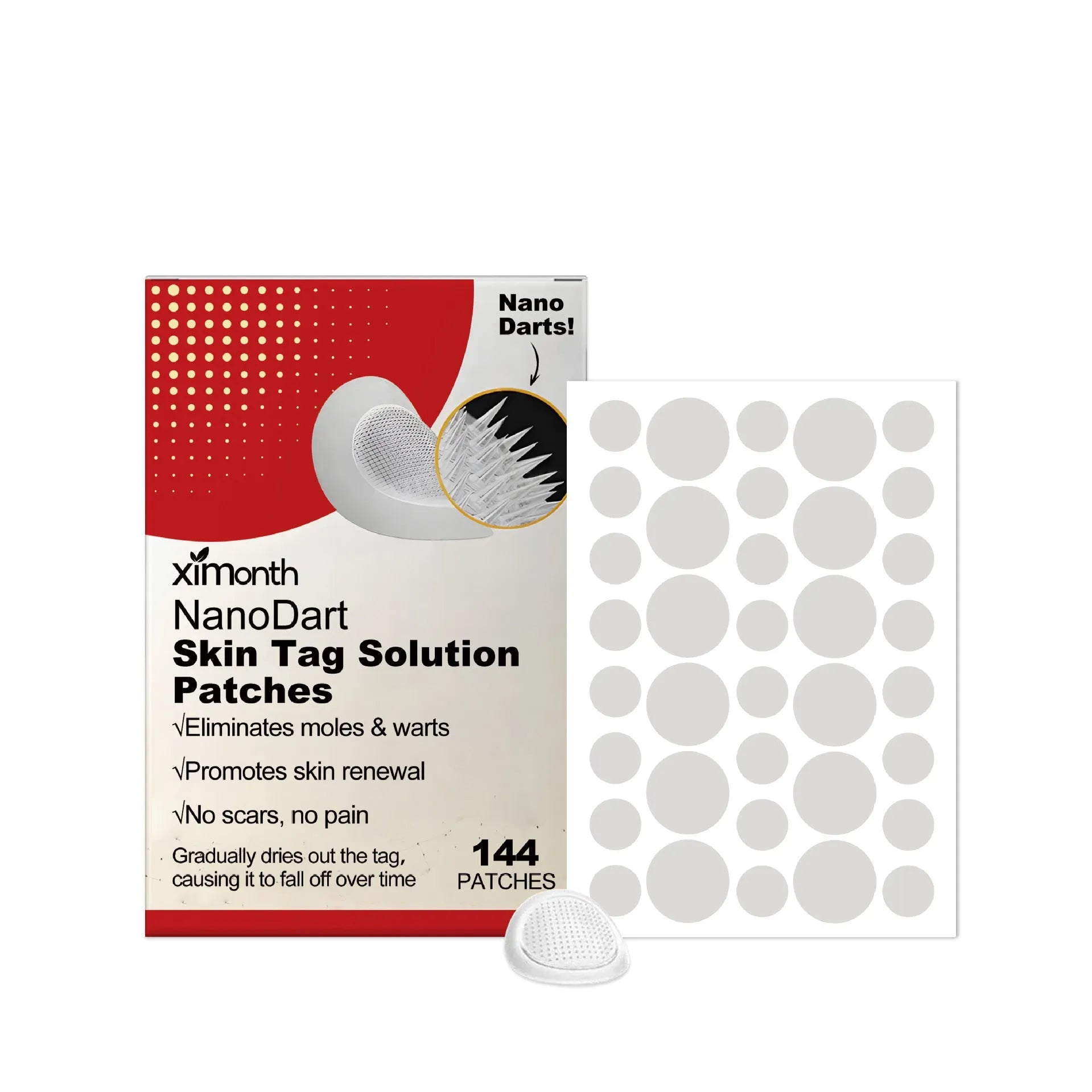 Pack of 144 skin wart invisible repair adhesive patches and one microneedle patch.