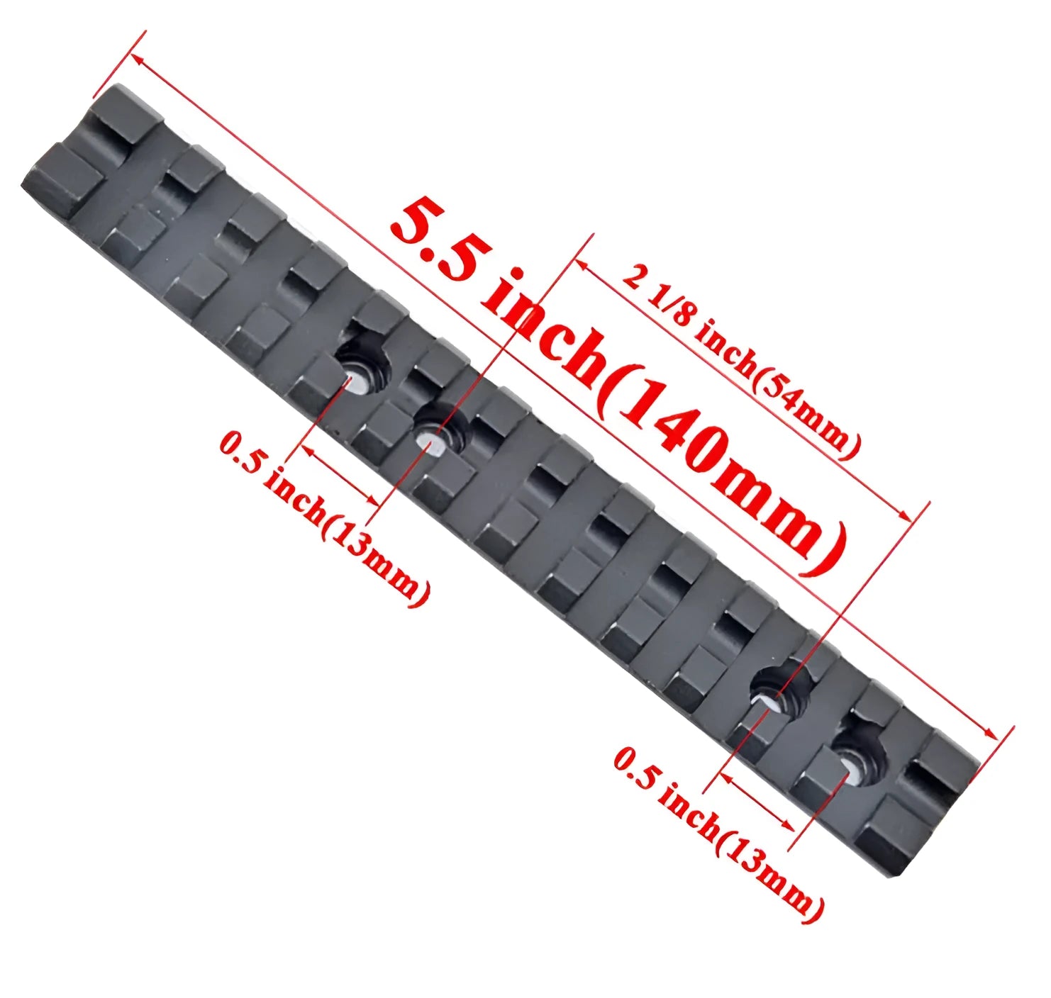 Black aluminium Weaver Picatinny shotgun scope mount 5.5-inch rail with allen key and mounting screws