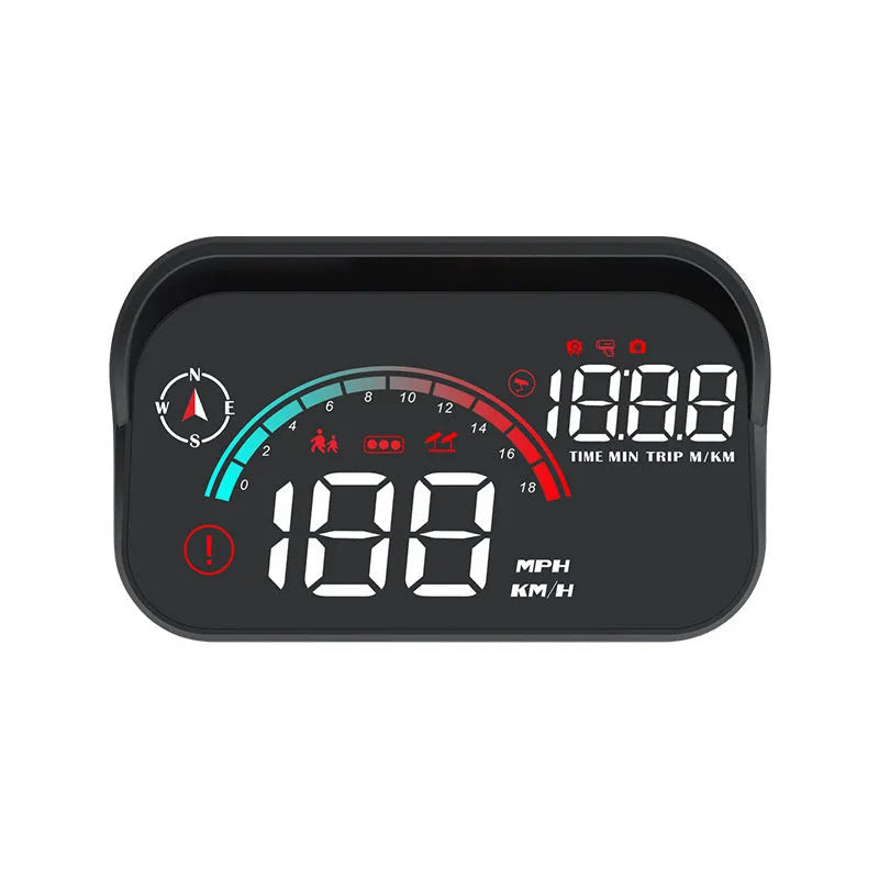 Black universal car head-up display projector with GPS and compass functions