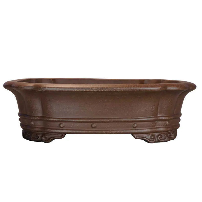 Purple sand handmade rectangular antique flower pot for desktop plants