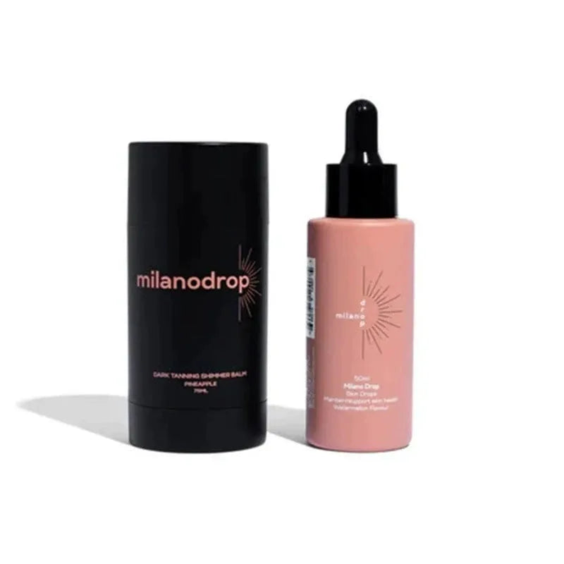 Matte sun tanning black liquid set with 50ml drops and 75ml cream bottles