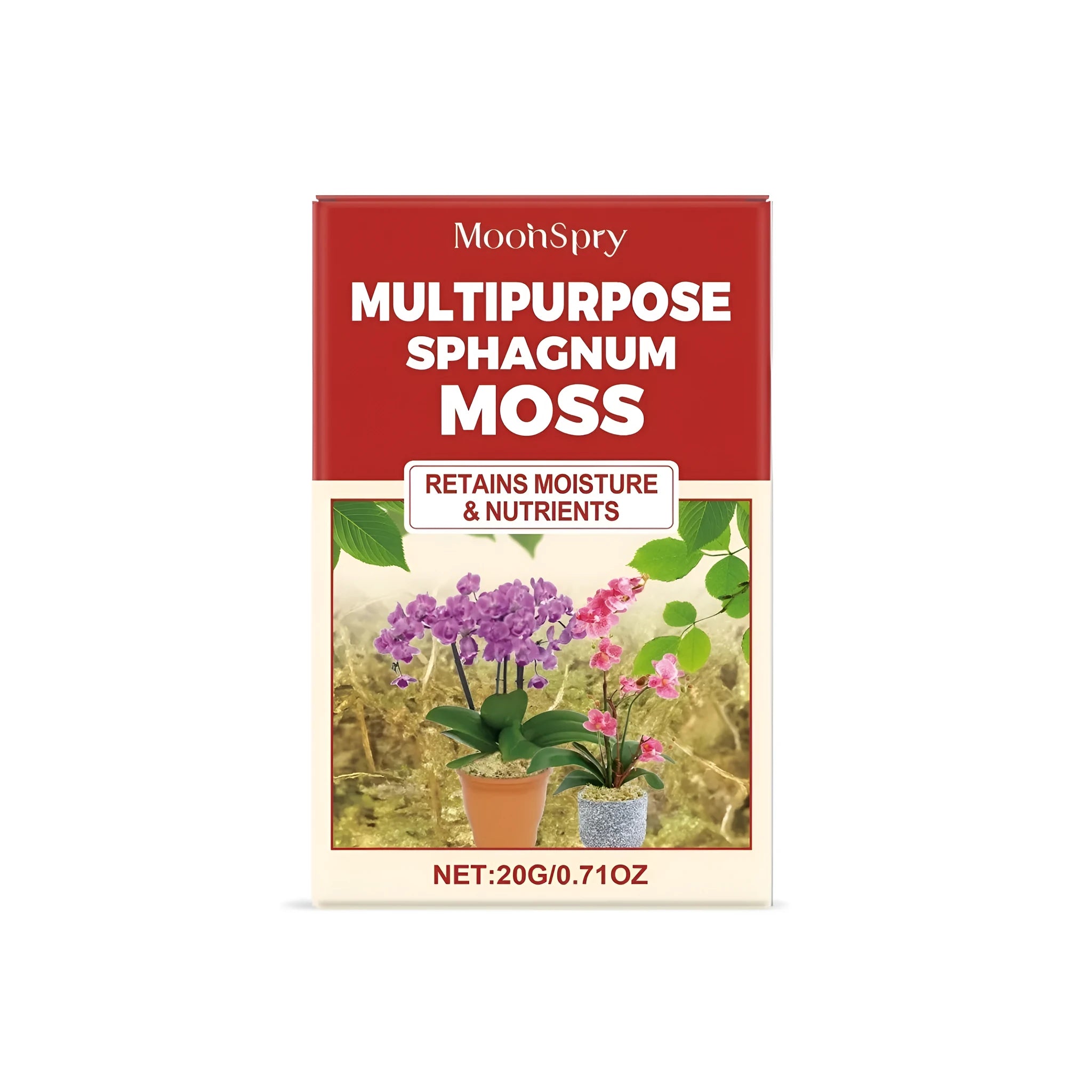 20g portion of natural green sphagnum moss loose in packaging.