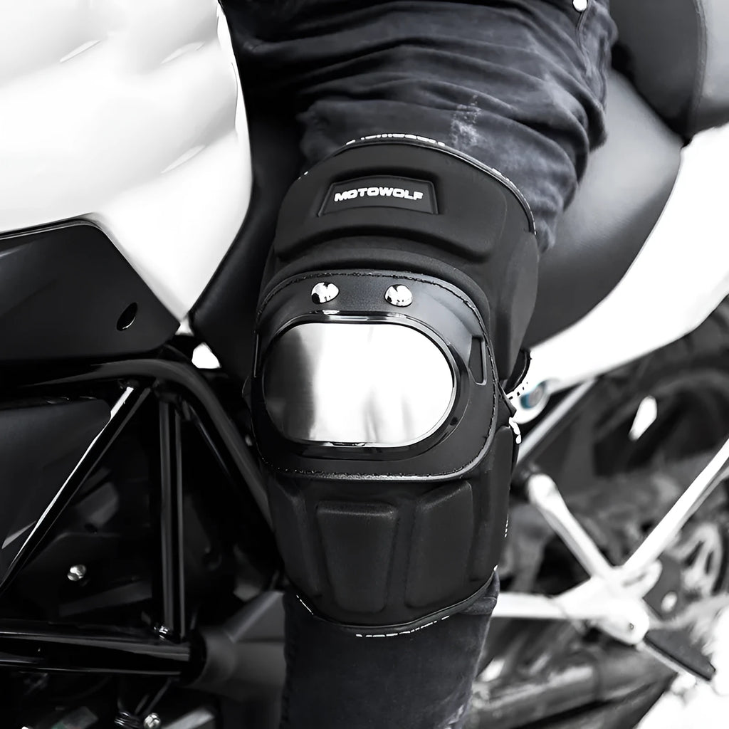 Off-road motorcycle stainless steel knee pads and elbow pads set black one size