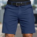 Men's straight-fit fifth pants in apricot colour, made from micro-elastic polyester fabric.