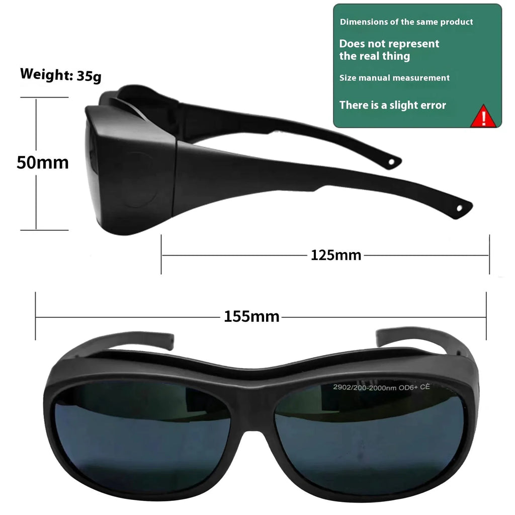 Photon skin rejuvenation laser safety goggles for 200-2000nm protection, made from polycarbonate.