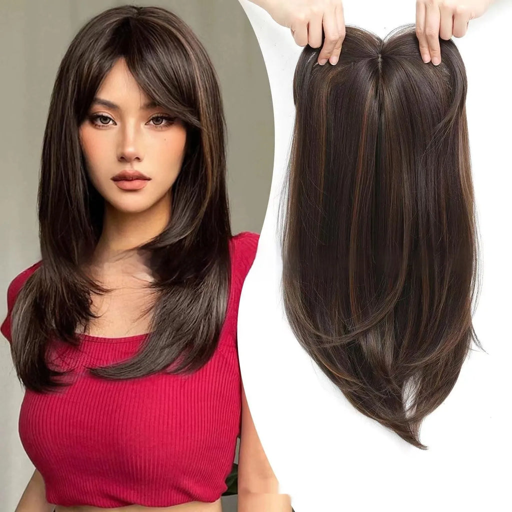 High temperature fibre wig for ladies in natural black, non-hot dye non-perm style suitable for any skin colour