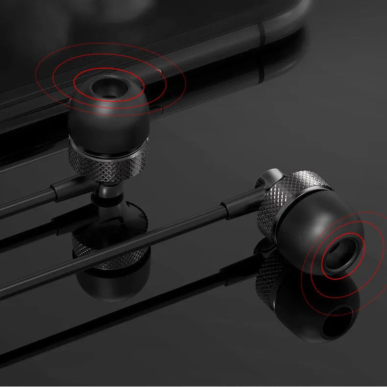 Auricular Metal Fever heavy bass copper in-ear headphones with microphone on wheat cable in black colour