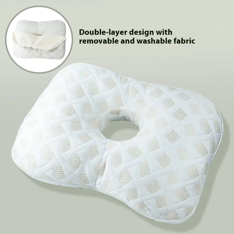 Chinese style single hole ear pillow for beauty salons in Boer Grey colour, showing dimensions of 39 by 28 cm.