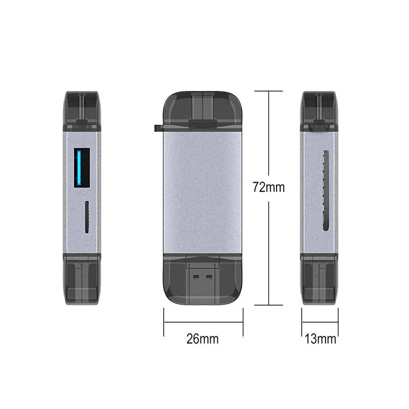 Grwibeou T-933 6-in-1 upgraded OTG card reader for computer and mobile phone