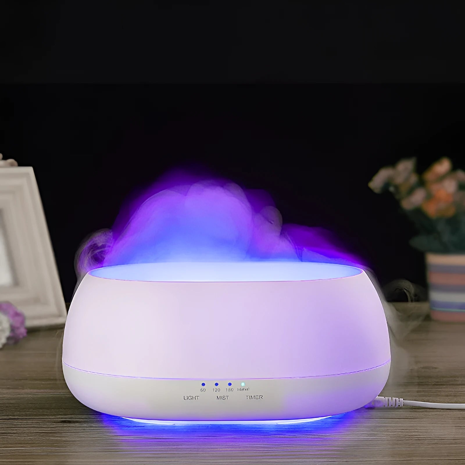 HOMEFISH white 500ml ultrasonic aroma diffuser with colourful LED light and IR remote control