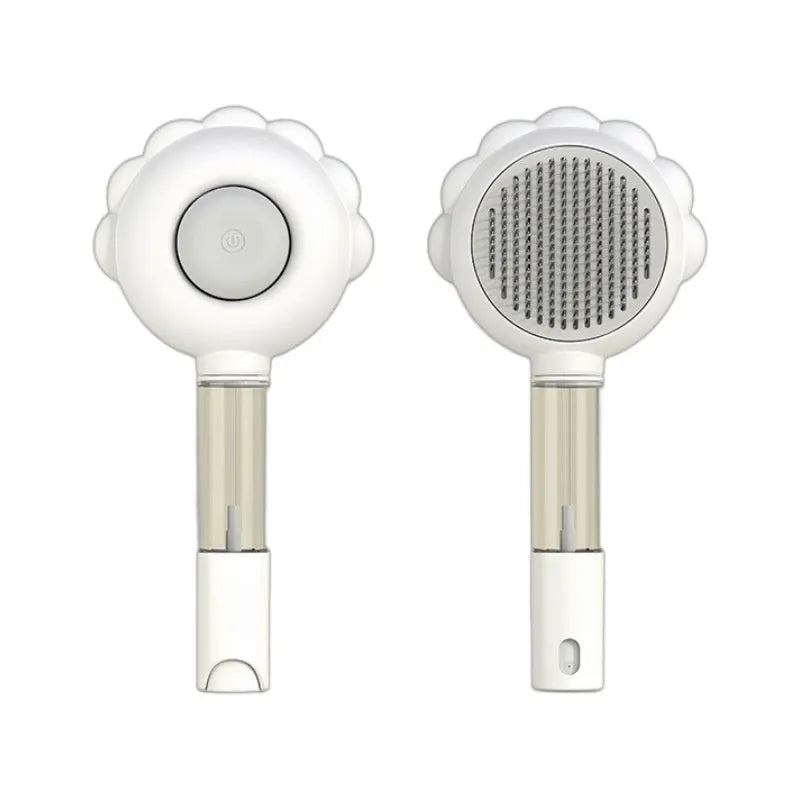 2 in 1 self cleaning dog brush comb with spray in green, plastic and stainless steel, 20x9x2.5 cm