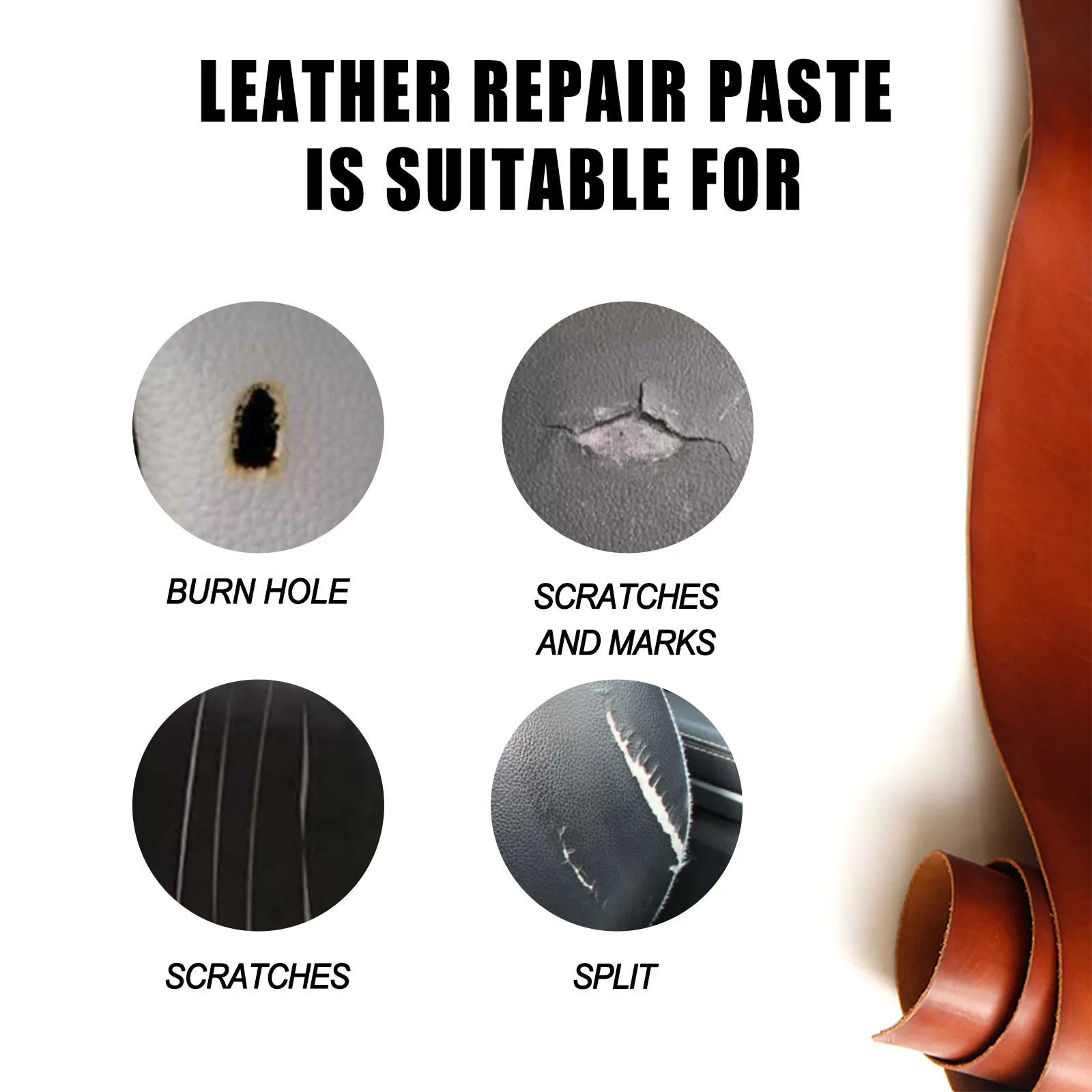 60ml leather repair paste tube for car seat and sofa scratch repair measuring 5 x 4.4 cm