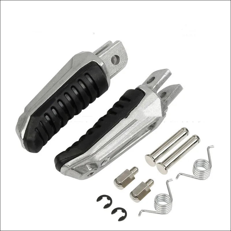 Black aluminium alloy motorcycle footpegs set for Suzuki GSX and V-Strom models