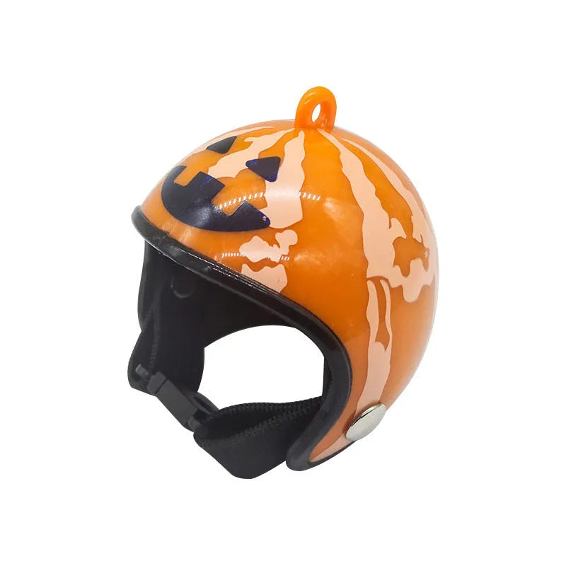Plastic chicken helmet pet accessory in various colours and designs for poultry headgear.