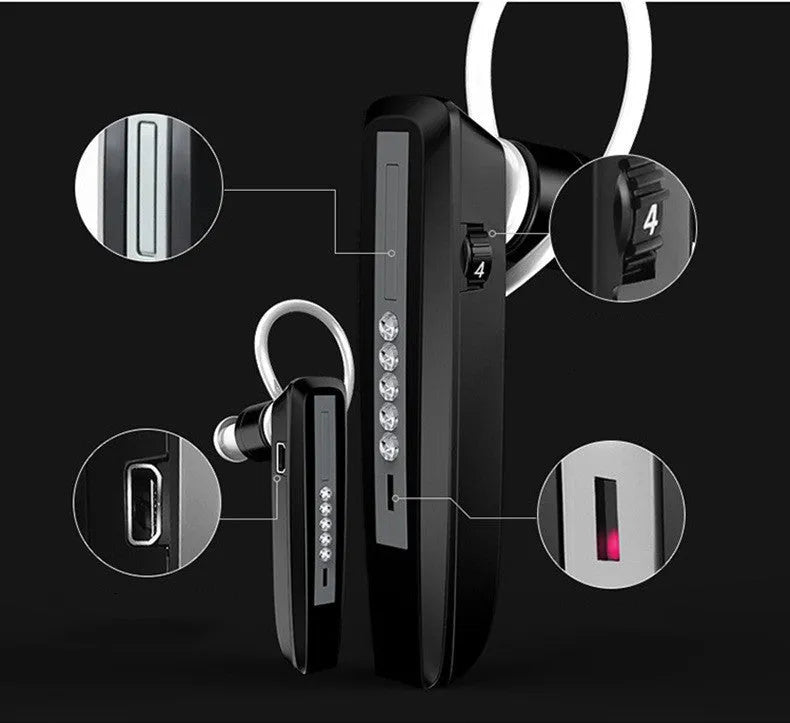 Black wireless invisible hearing aid with silicone shell and USB charging cable