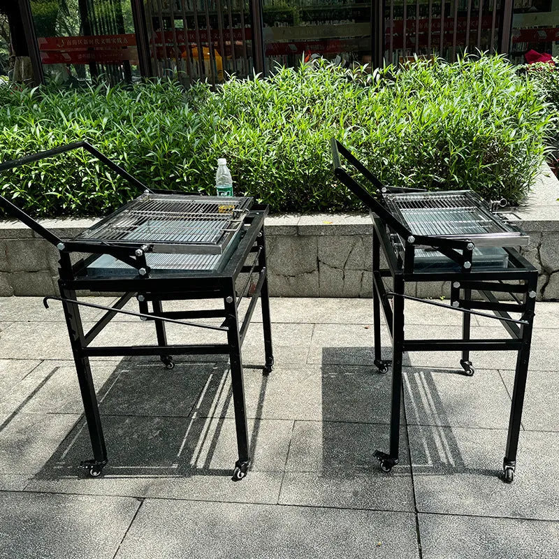 Large foldable charcoal BBQ stove grill for courtyard and villa outdoor cooking.