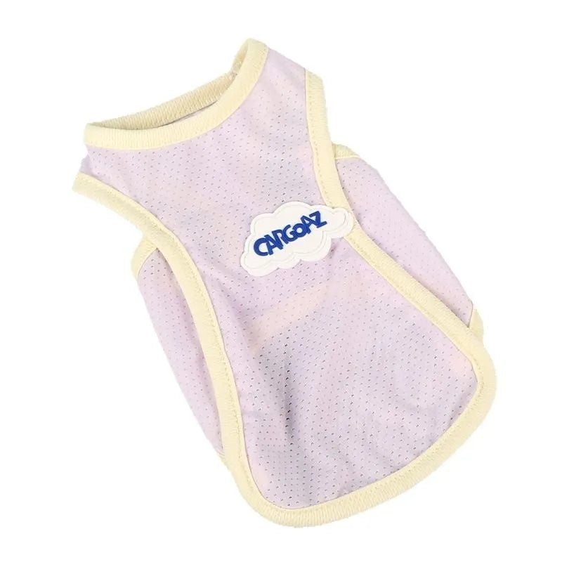 Grass green lightweight polyester vest for a cat on a summer day.