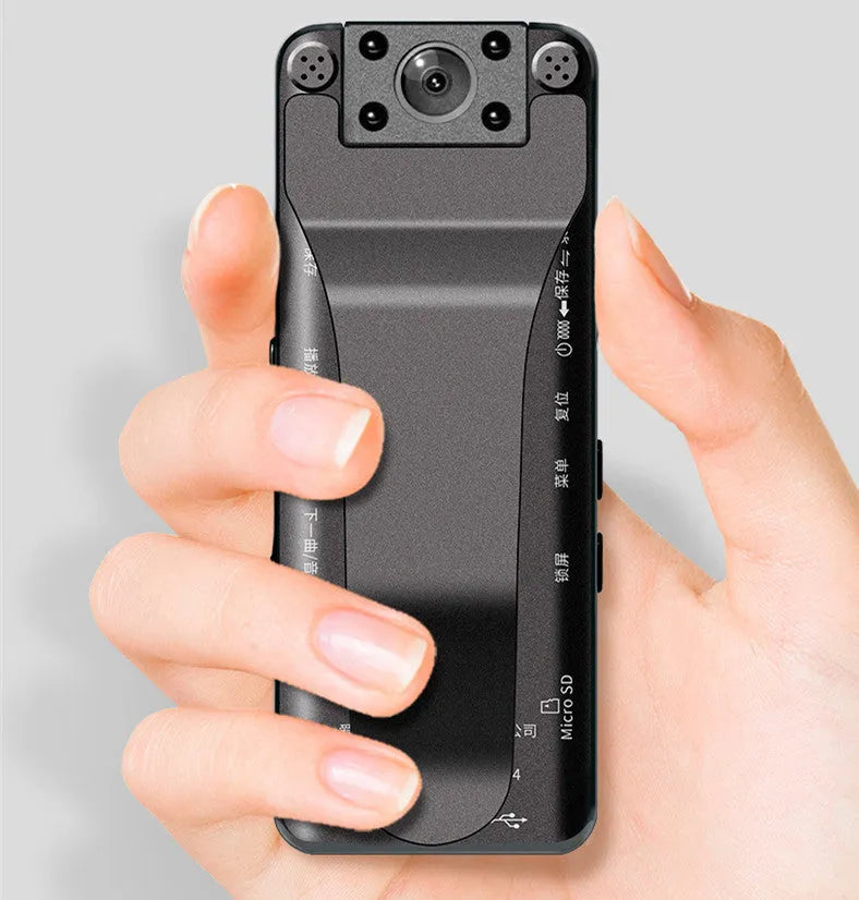 DSJ-S11 HD body worn camera with display screen, magnetic mount, and compact black design