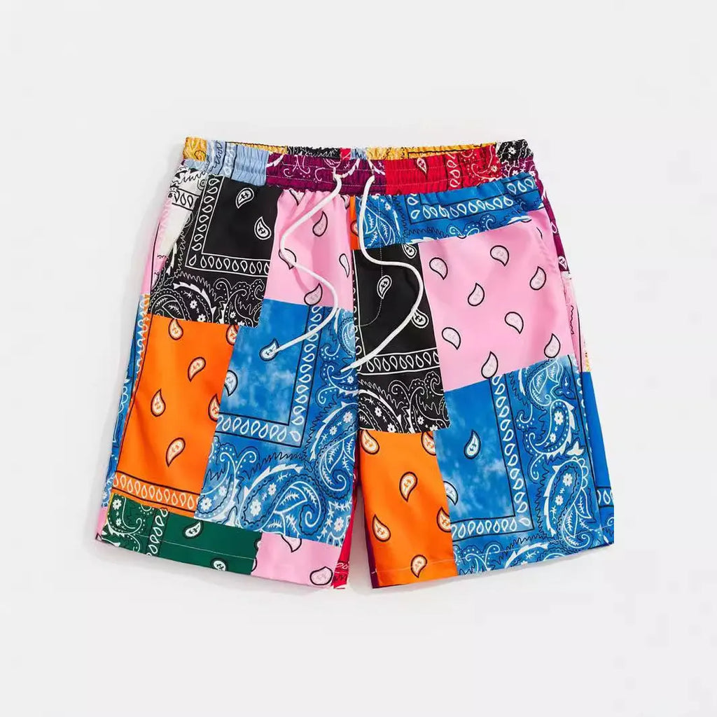 Men's mesh beach shorts in lightweight polyester fabric showing simple casual design
