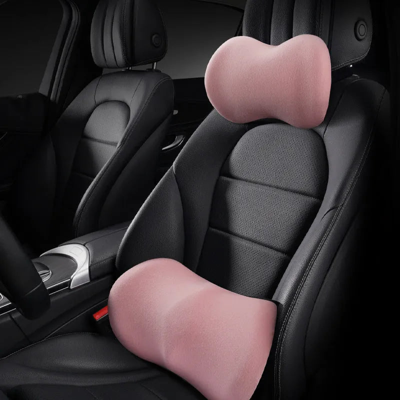 Car seat headrest pillow and lumbar support cushion set in five colour options