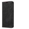 Magnetic flip leather phone case for iPhone in various colours, showing front and back views.