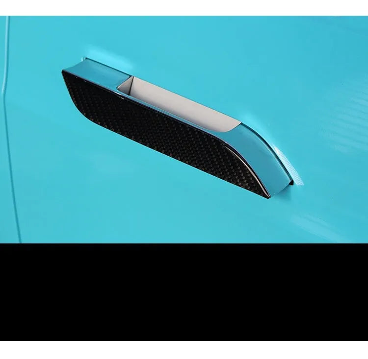 Carbon fibre door handle protection patches for Tesla Model S with drip adhesive design