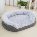 Winter warm pet plush large kennel for dogs, gray, oval open nest 100x75x18cm