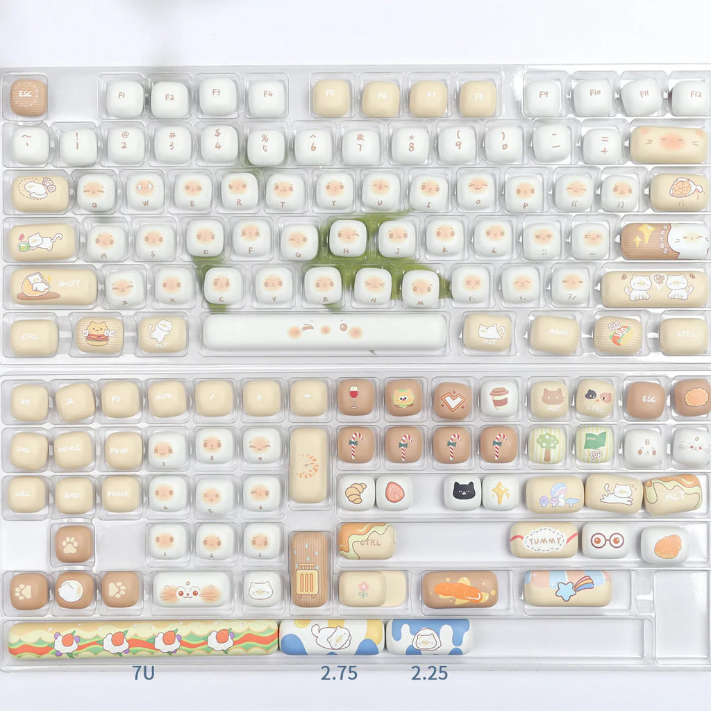 Steamed Bread mechanical keyboard PBT key cap set in multi-colour march past design with 1.5m cable.